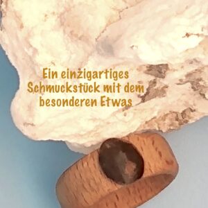 Schmuckring Buche mit Schwarzem Tropfenstein